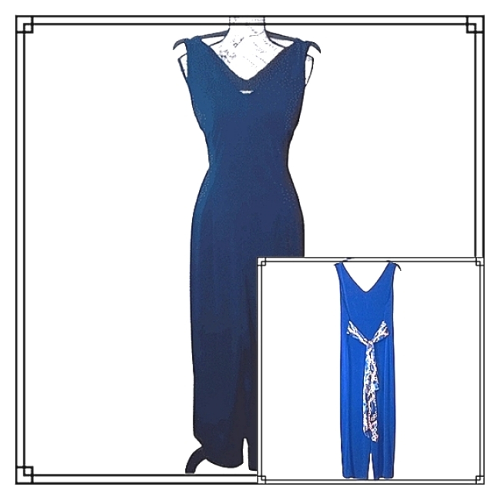 Roz & Ali Navy Blue Sleeveless Wide Leg Romper Size Medium